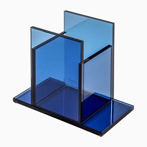 Recipiente modelo Indigo de vidrio coloreado de Ettore Sottsass para RSVP, década de 2000