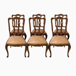 French Dining Chairs in Oak, Set of 6