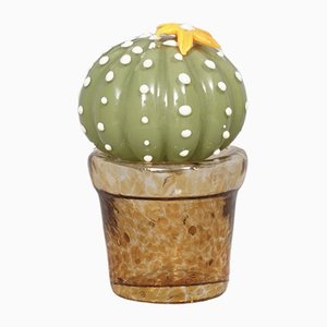 Planta de cactus de cristal de Murano verde y naranja, 1990