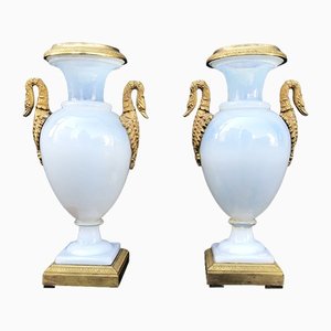 Vases in Opaline and Bronze, Early 19th Century, Set of 2