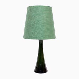Green Glass and Teak Table Lamp from Bergboms, 1960s