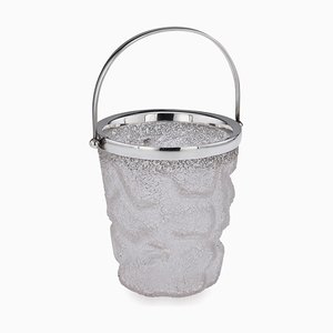19th Century Victorian Solid Silver & Cracked Glass Ice Bucket, 1890s