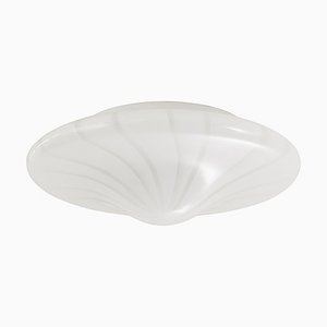 Italian White Murano Crystal Ceiling Light with Spiral Pattern from Leucos, 1980s