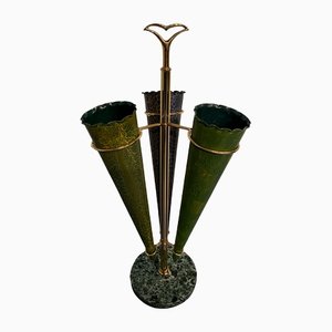 Italian Mid-Century Green Umbrella Stand with Cracked Effect, 1950s
