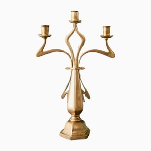 Large Art Nouveau Brass Candleholder