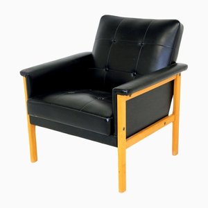 Scandinavian Chair in Faux Leather, Sweden, 1950