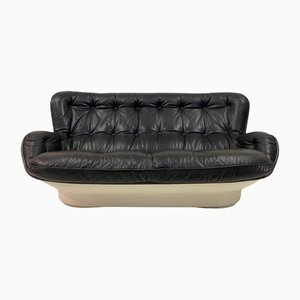 Black Leather Karate Sofa by Michel Cadestin for Airborne, 1970s