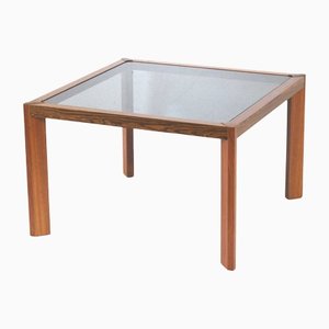 Vintage Square Coffee Table With Smoked Glass Top, 1960s