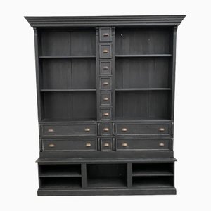 Large Patinated Bookcase Cabinet
