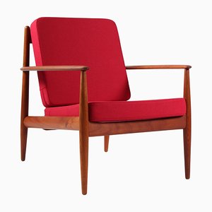 Lounge Chair in Teak and Wool by Grete Jalk