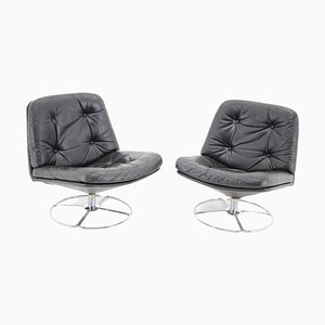 Fauteuils en Cuir, Danemark, 1970s, Set de 2