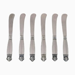 Acanthus Butter Knives in Sterling Silver from Georg Jensen, Set of 6