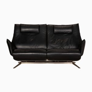 Black Leather Two-Seater Evita Sofa with Electronic Function from Koinor