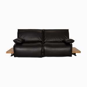 Black Leather 2-Seater Free Motion Edit 2 Sofa with Electronic Relaxation Function from Koinor