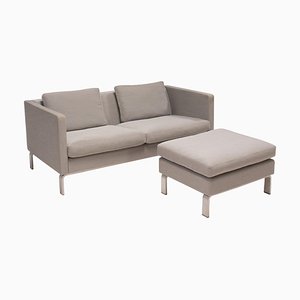 Danish Gray Fabric Sofa & Footstool by Erik Jørgensen, Set of 2