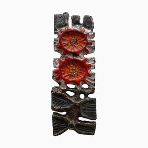 Wall Mounted Flower Relief Plaque Sculpture from Perignem, 1960s