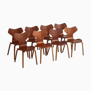 Sillas de comedor Grand Prix vintage de Arne Jacobsen para Fritz Hansen. Juego de 8