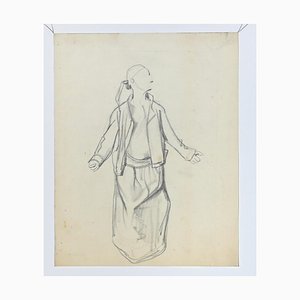 Paul Gavarni, Figure, Dessin Original au Crayon, Milieu du 19ème Siècle