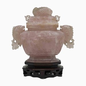 Incensario de cuarzo rosa, China, principios del siglo XX