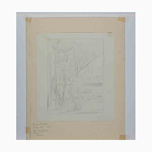 Gustave Pierre, Garden, Original Drawing, Early 20th-Century