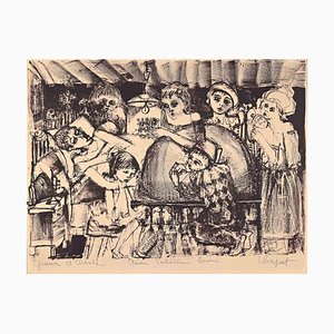 Pierre Chaput, The Bedside, Original Lithographie, Mitte des 20. Jahrhunderts