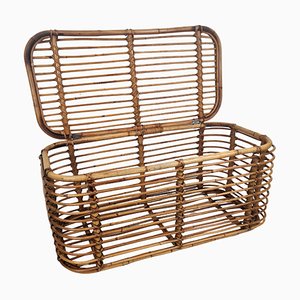 Italian French Riviera Bamboo & Rattan Basket Container, 1960s