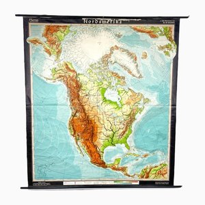 Large North America Map School Poster