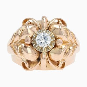 French Dome Diamond Ring in 18K Rose Gold, 1950s
