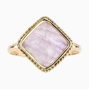 French Ring in 18K Yellow Gold with Amethyst, 1900s
