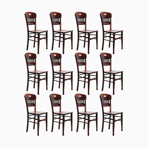Vintage Wood Bistro Chairs from Luterma, Set of 12