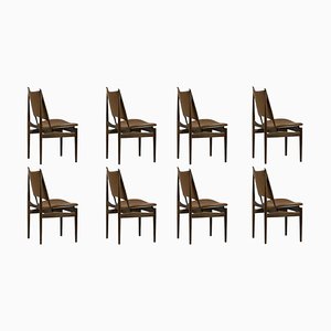 Ägyptischer Stuhl aus Holz & Leder von Finn Juhl für Design M, 8er Set