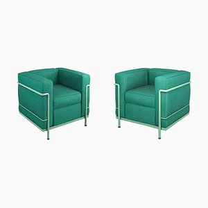 Lc2 Armchair by Le Corbusier, Charlotte Perriand for Cassina, Set of 2