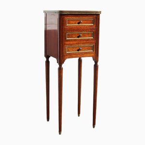 French Walnut Console with Drawers and Marble Top