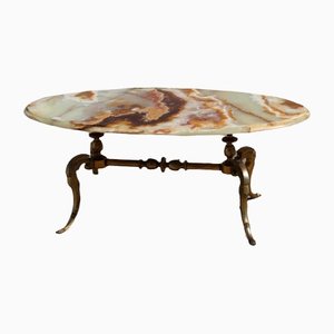 Table Basse en Marbre Onyx et Laiton, France