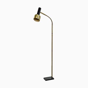 Lámpara de pie italiana Mid-Century moderna de latón y metal de Stilux, años 60