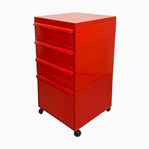 Italian Modern Red Plastic Modular 4602 Chest of Drawers by Fussel Kartell, 1970, Set of 2