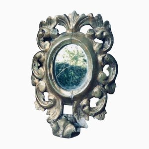 French 18th-Century Oval Mirror with Carved Gilt Wood Frame