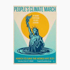 Sérigraphie Shepard Fairey, Marche Populaire pour le Climat, 2014