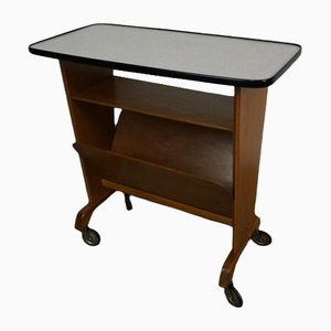 Newspaper Table on Rollers with Formica Shelf
