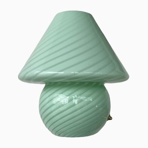 Große Pilzlampe aus Muranoglas in Mintgrün