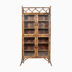 19th Century English Glazed Bamboo Bookcase