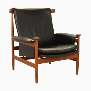Mid-Century Bwana Stuhl aus Teak und Original Leder von Finn Juhl
