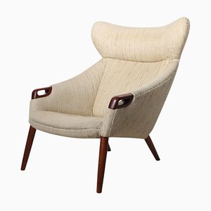 Lounge Chair and Stool in Teak and Original Fabric by Kurt Østervig, 1960s