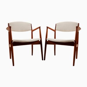 Moderne skandinavische Armlehnstühle aus Teak von Harbo Sølvsten, 1950er, 2er Set