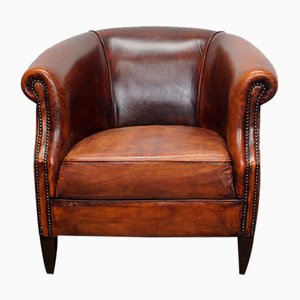 Vintage Dutch Club Chair in Cognac Colored Leather