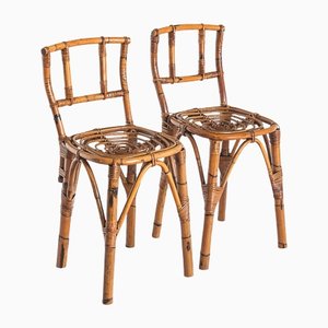Schilfrohr Stühle, Frankreich, 1960er, 2er Set