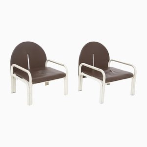 Vintage Leather Armchairs by Gae Aulenti for Knoll, Set of 2