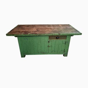 Antique Green Workbench or Kitchen Island