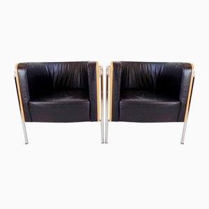 S 3001 Leather Club Chairs by Christoph Zschocke for Thonet, Set of 2
