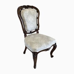 Chaise d'Appoint Victorienne Antique en Noyer Sculpté